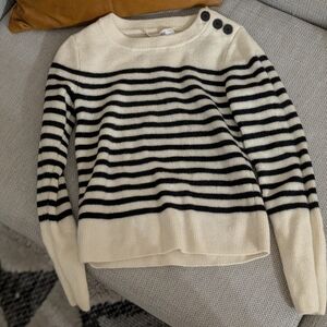 Merino Wool Black and Cream Women's Sweater